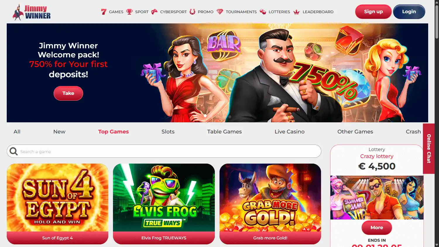 Jimmy Winner Casino screenshot 1