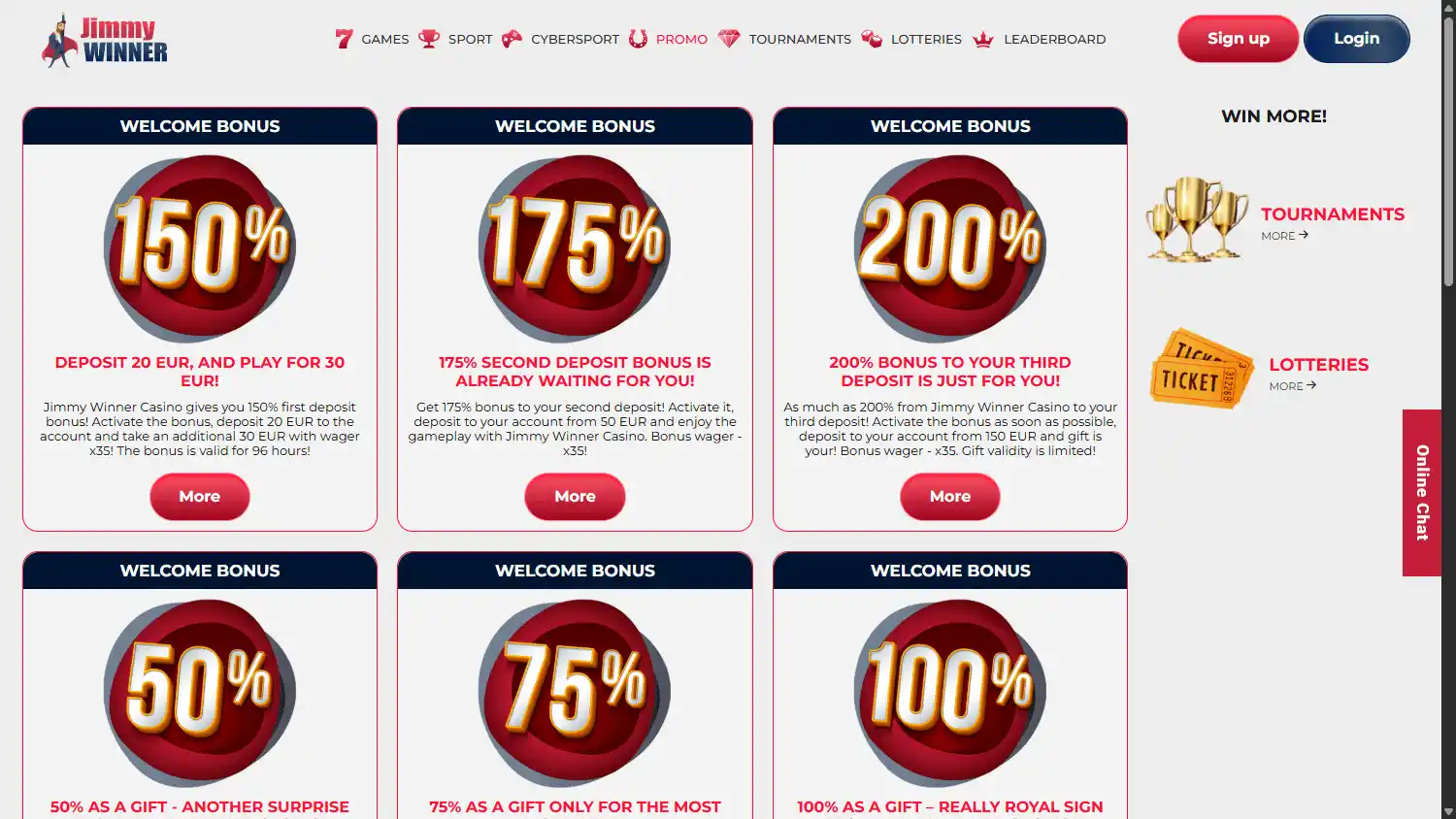 Jimmy Winner Casino screenshot 3