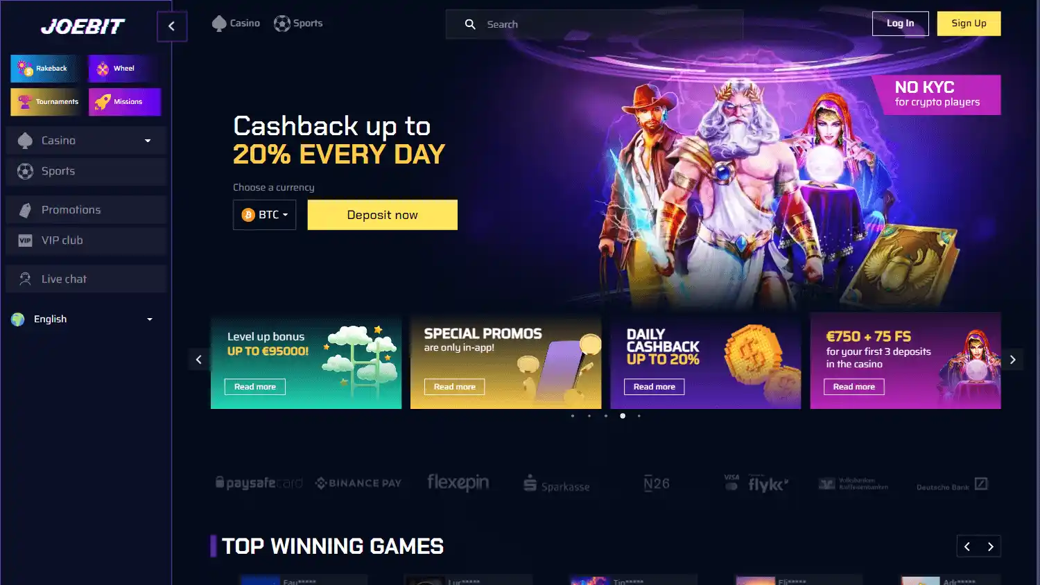 Joebit Casino screenshot 1
