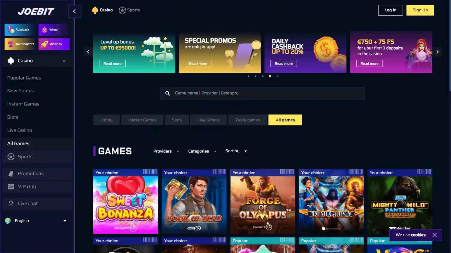 Joebit Casino screenshot 2