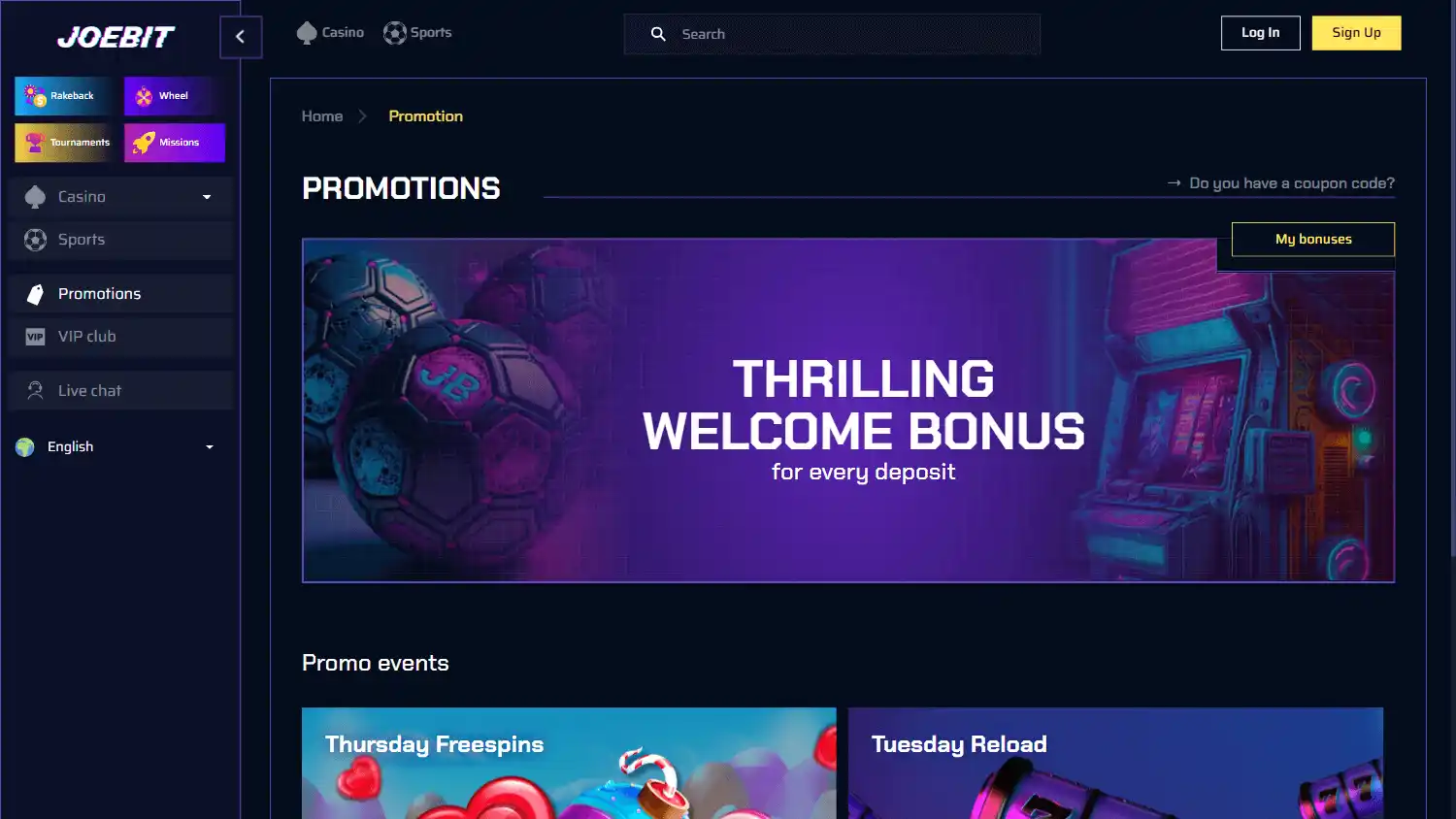 Joebit Casino screenshot 3