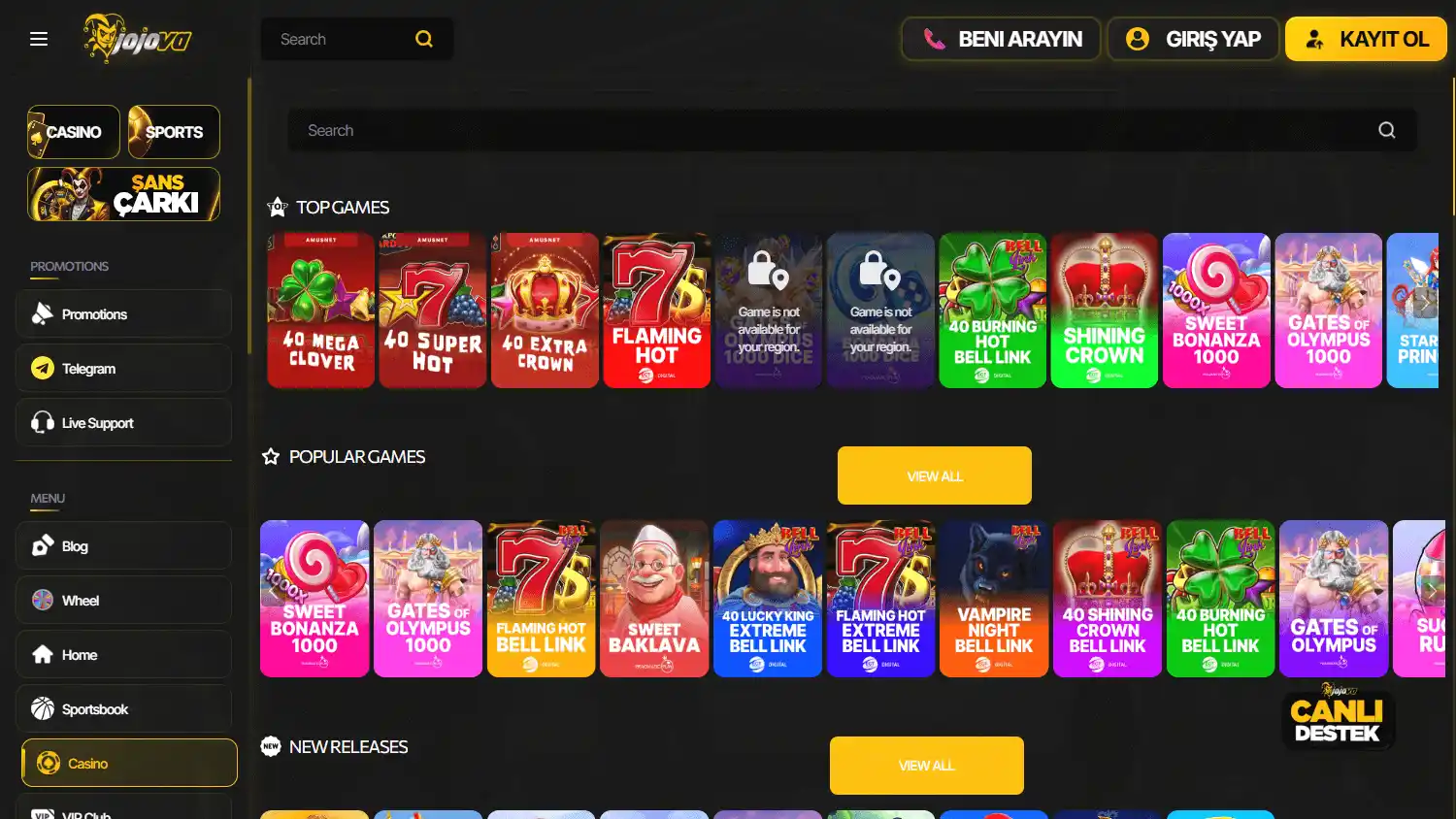 Jojova Casino screenshot 2