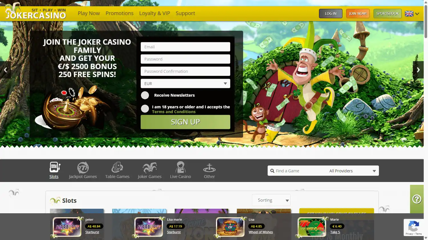 Joker Casino screenshot 1