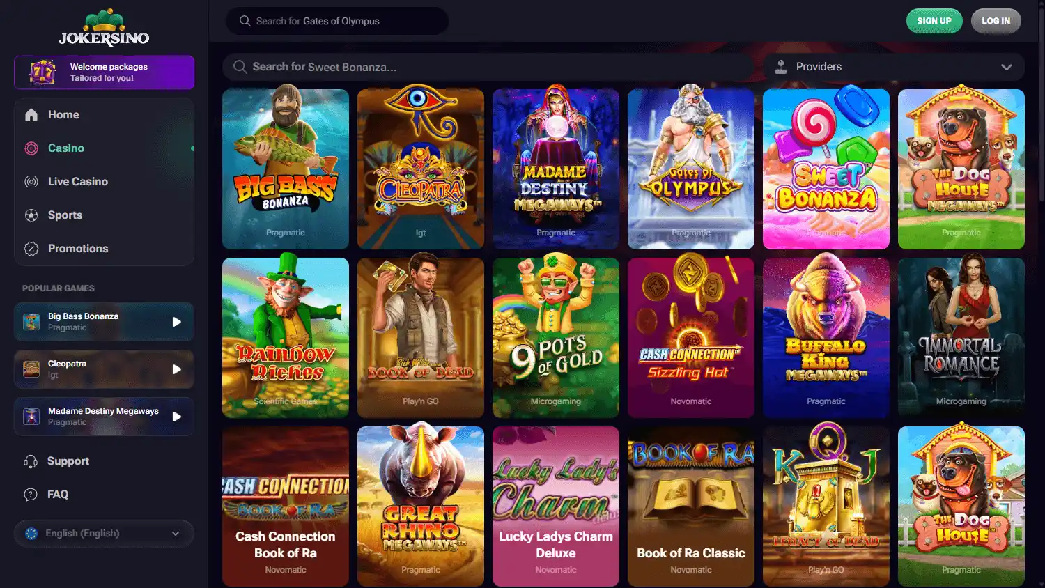 Jokersino Casino screenshot 2
