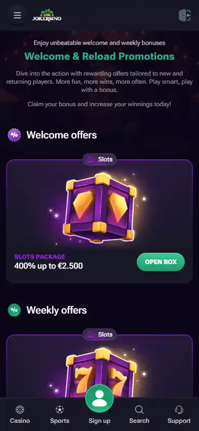 Jokersino Casino screenshot 6