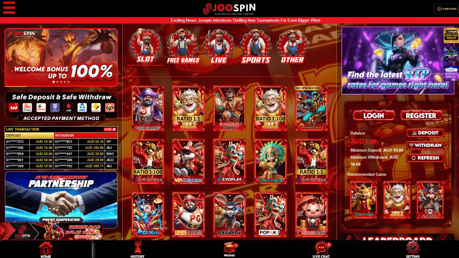Joospin Casino screenshot 1