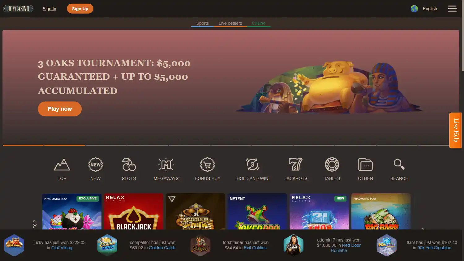 Joy Casino screenshot 2