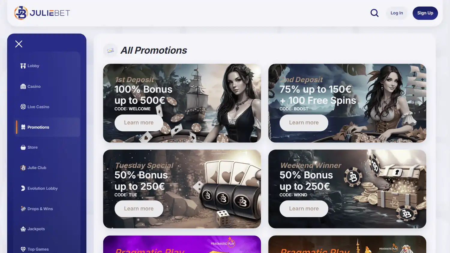 JulieBet Casino screenshot 3