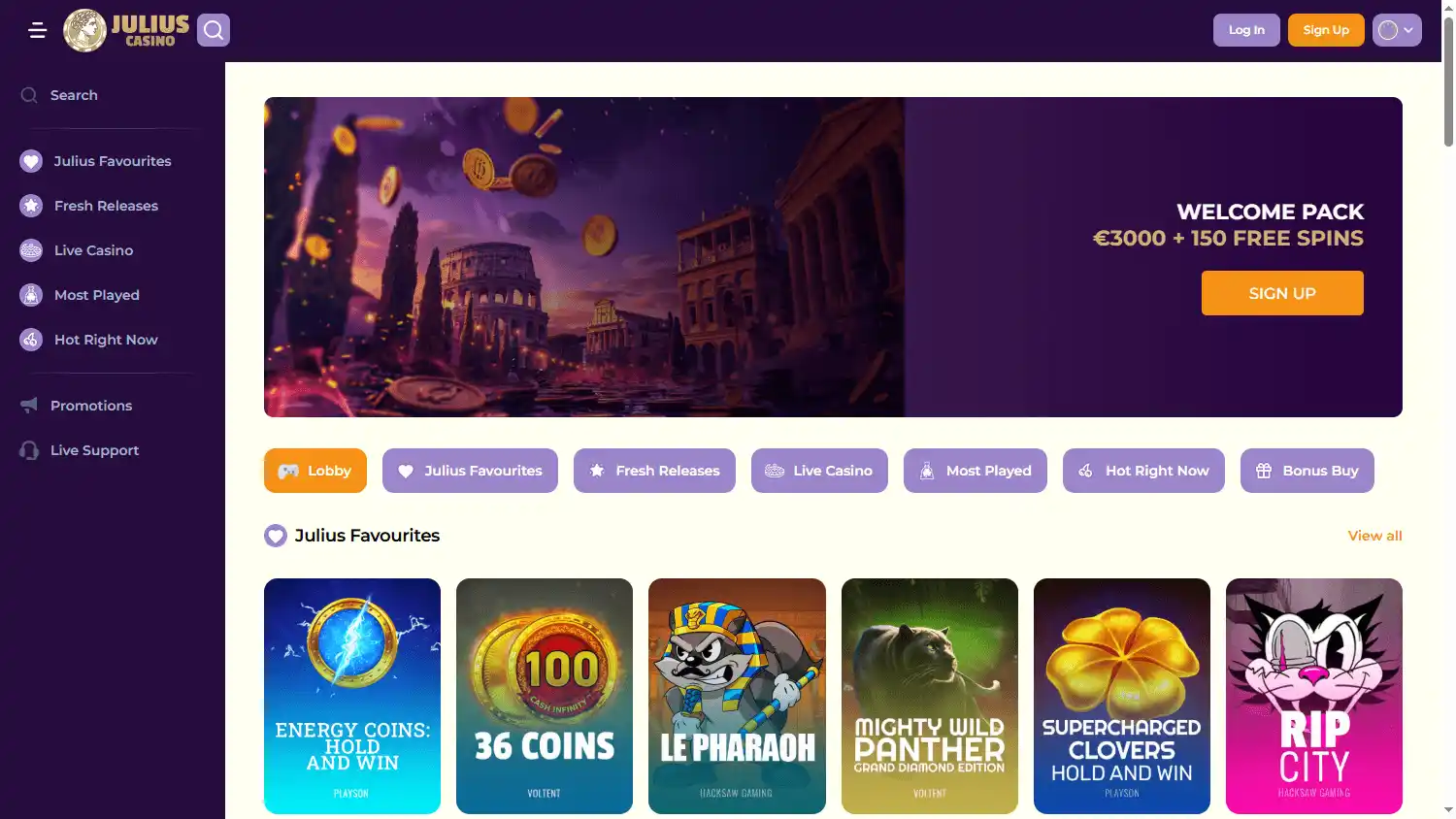Julius Casino screenshot 1