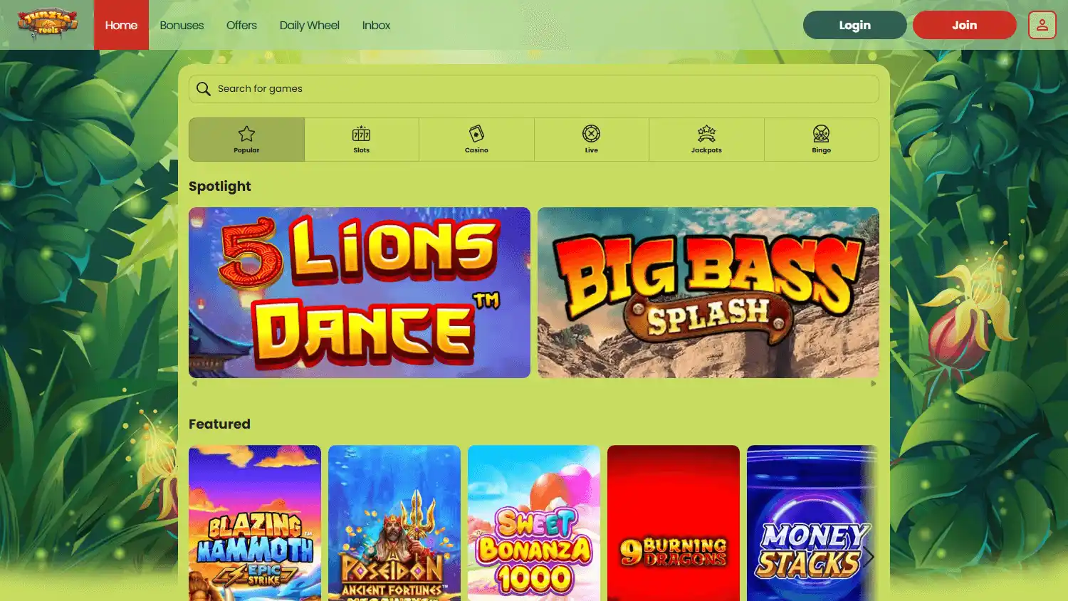Jungle Reels Casino IE screenshot 1