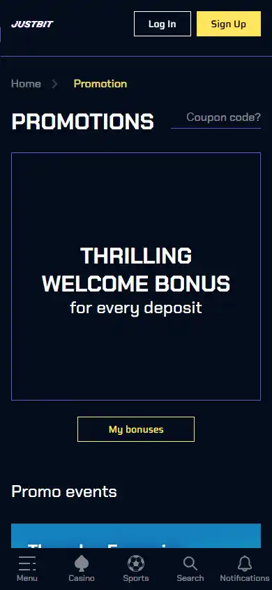 Justbit Casino screenshot 6