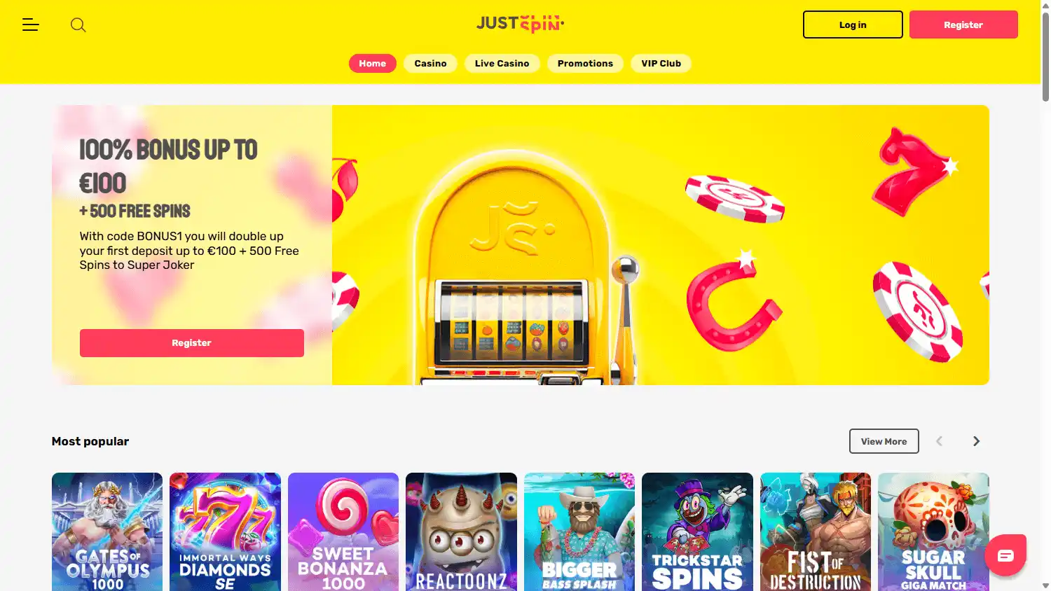 JustSpin Casino screenshot 1