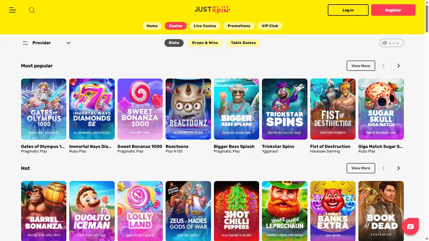 JustSpin Casino screenshot 2
