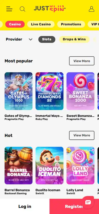 JustSpin Casino screenshot 5