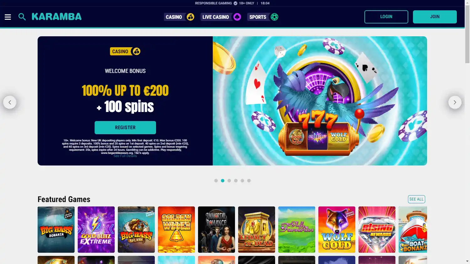Karamba Casino screenshot 1