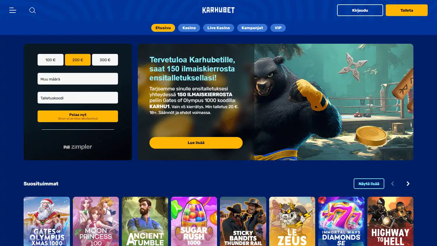 Karhubet Casino screenshot 1