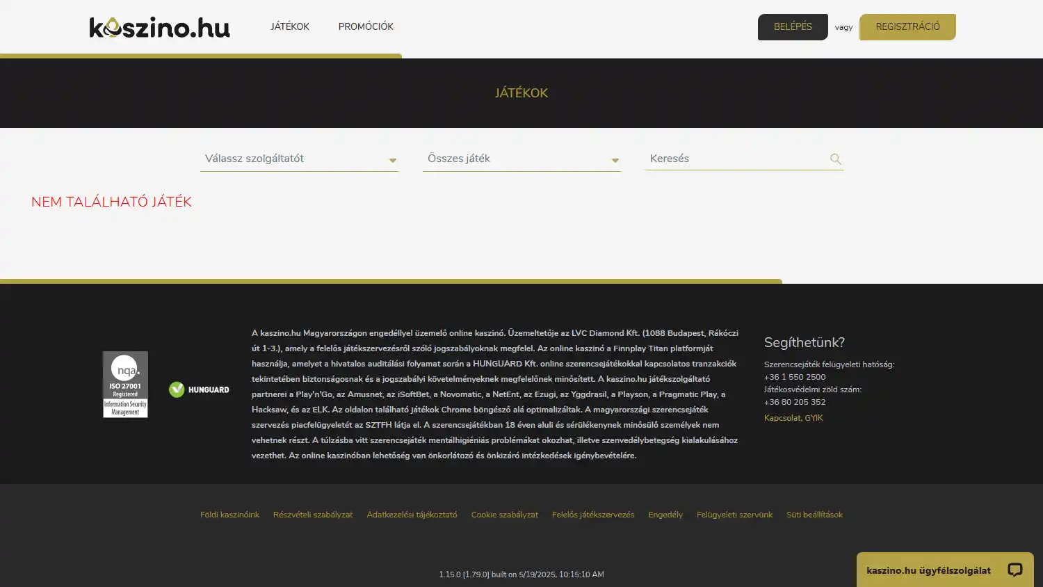 Kaszino.hu Casino screenshot 2