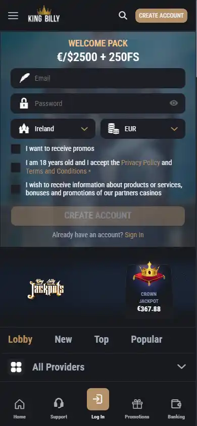 King Billy Casino screenshot 4