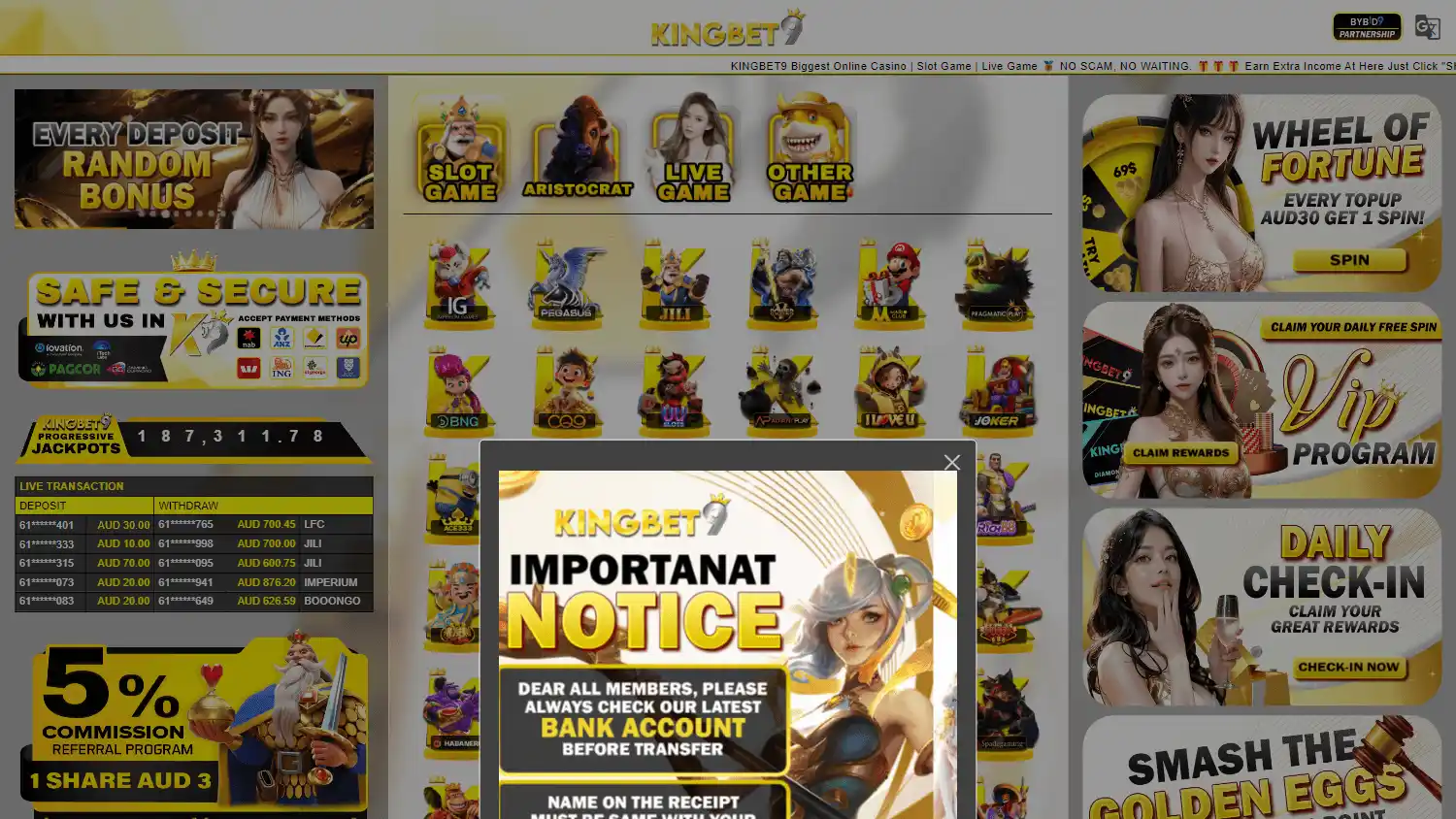 Kingbet9 Casino screenshot 1