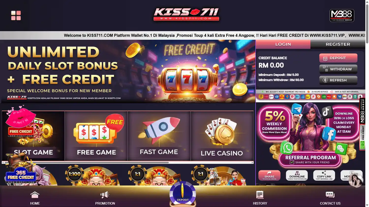 Kiss711 Casino screenshot 1