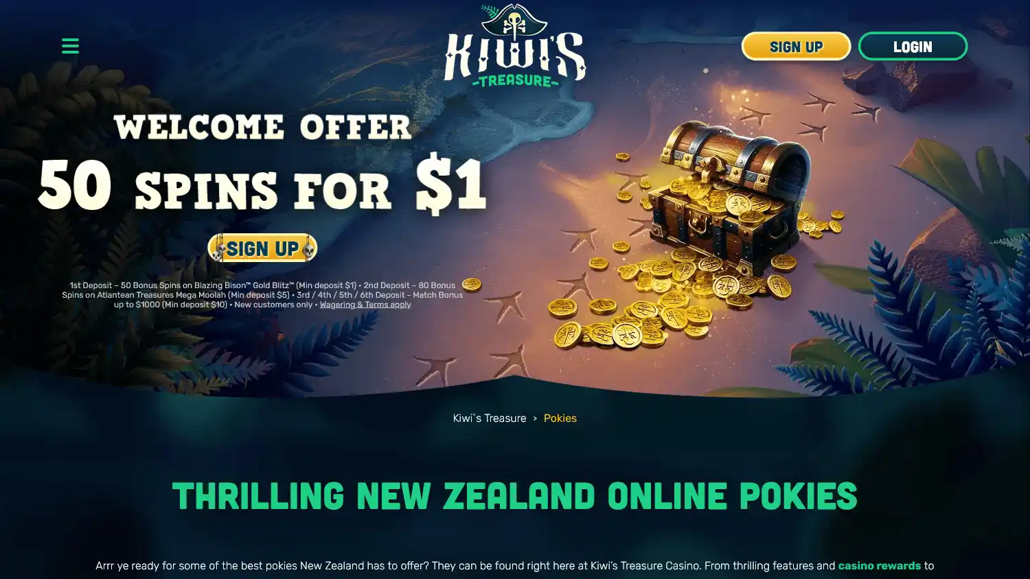 Kiwi s Treasure Casino screenshot 2