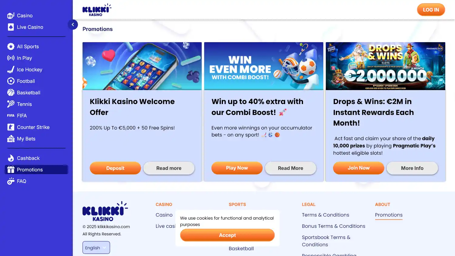 Klikki Casino screenshot 2