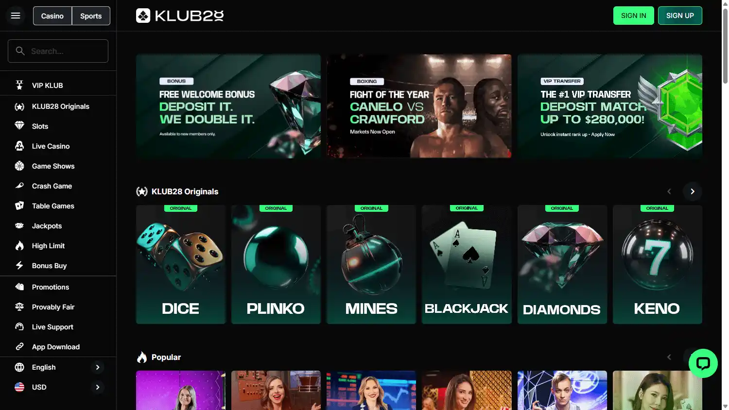 Klub28 Casino screenshot 1