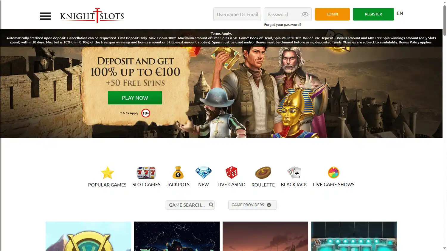 KnightSlots Casino screenshot 1