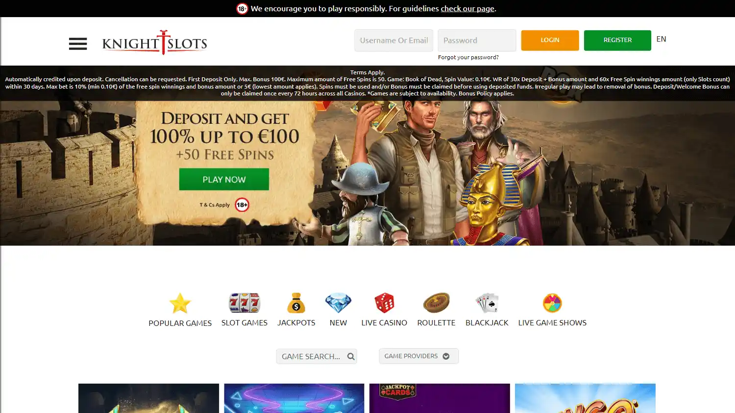 KnightSlots Casino screenshot 1