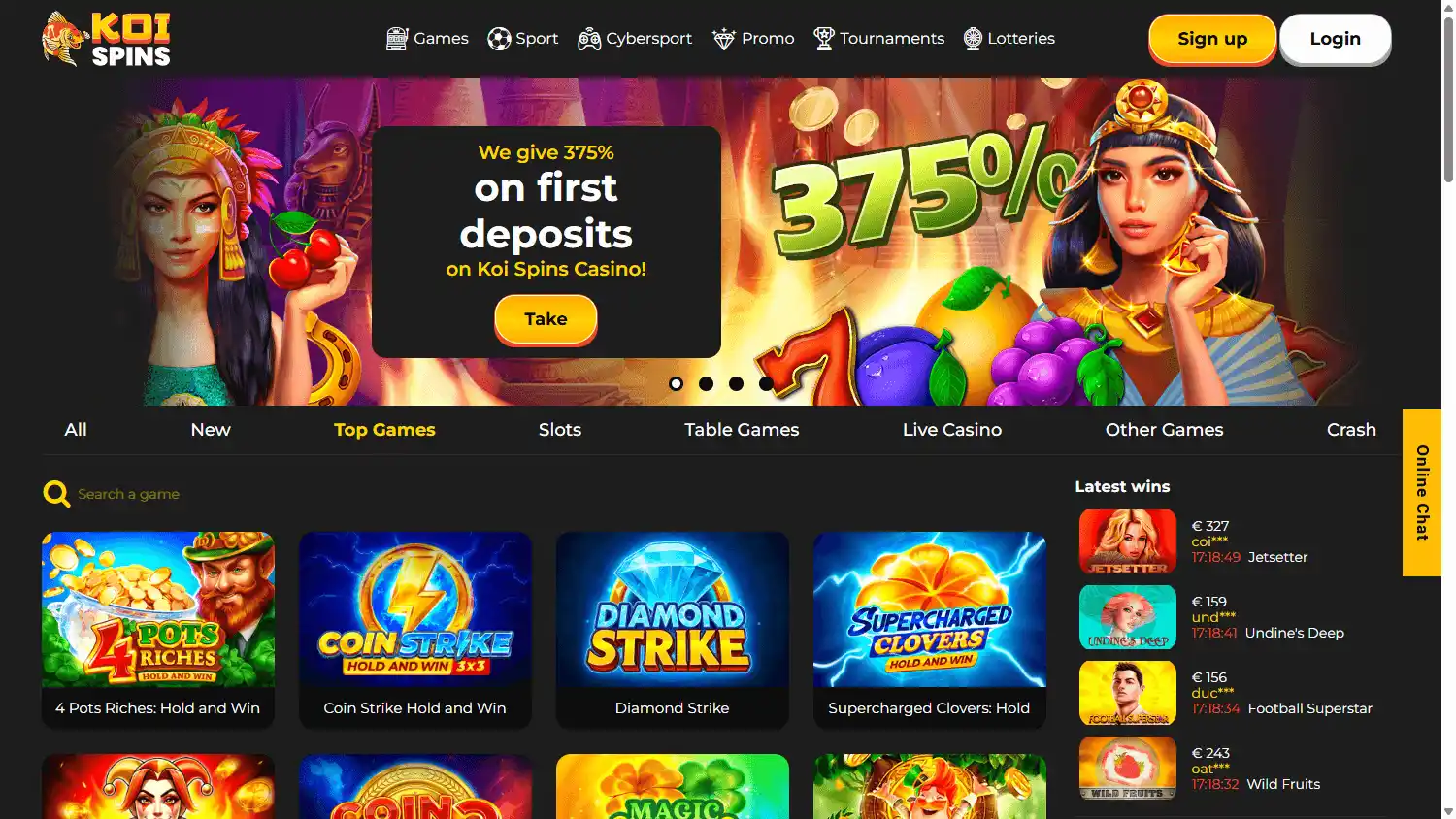 Koi Spins Casino screenshot 1