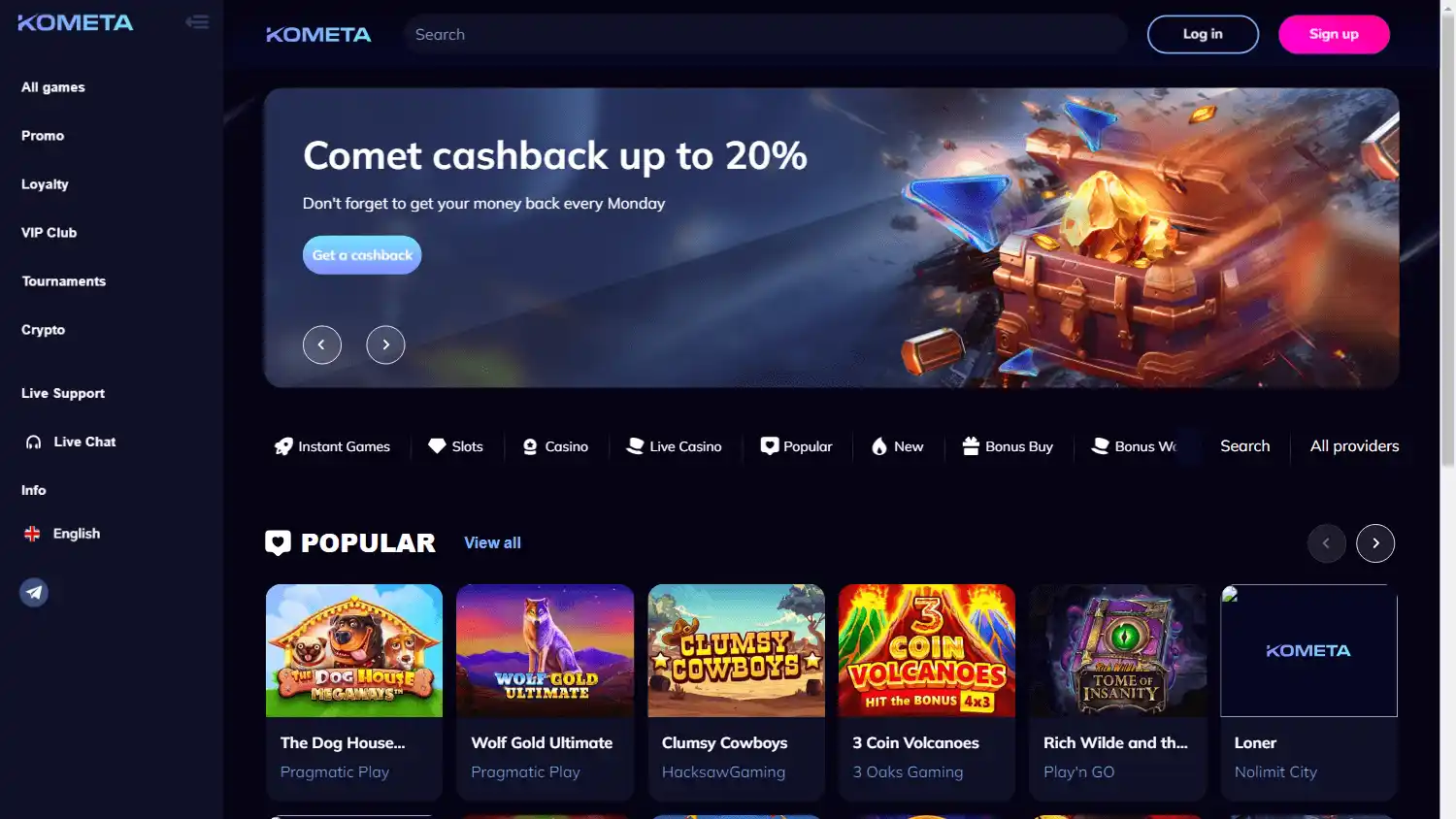 Kometa Casino screenshot 1