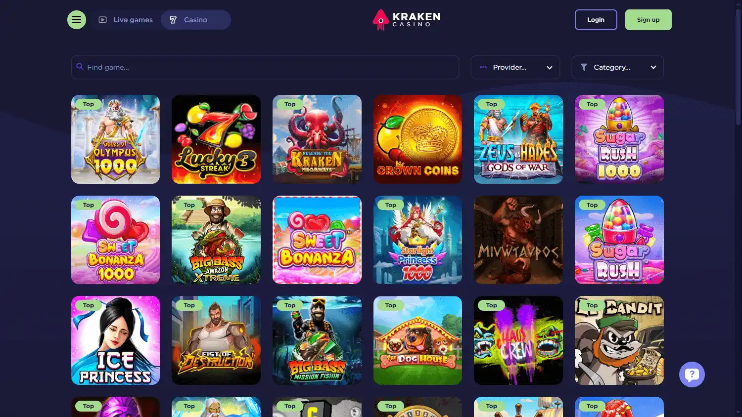 Kraken Casino screenshot 2