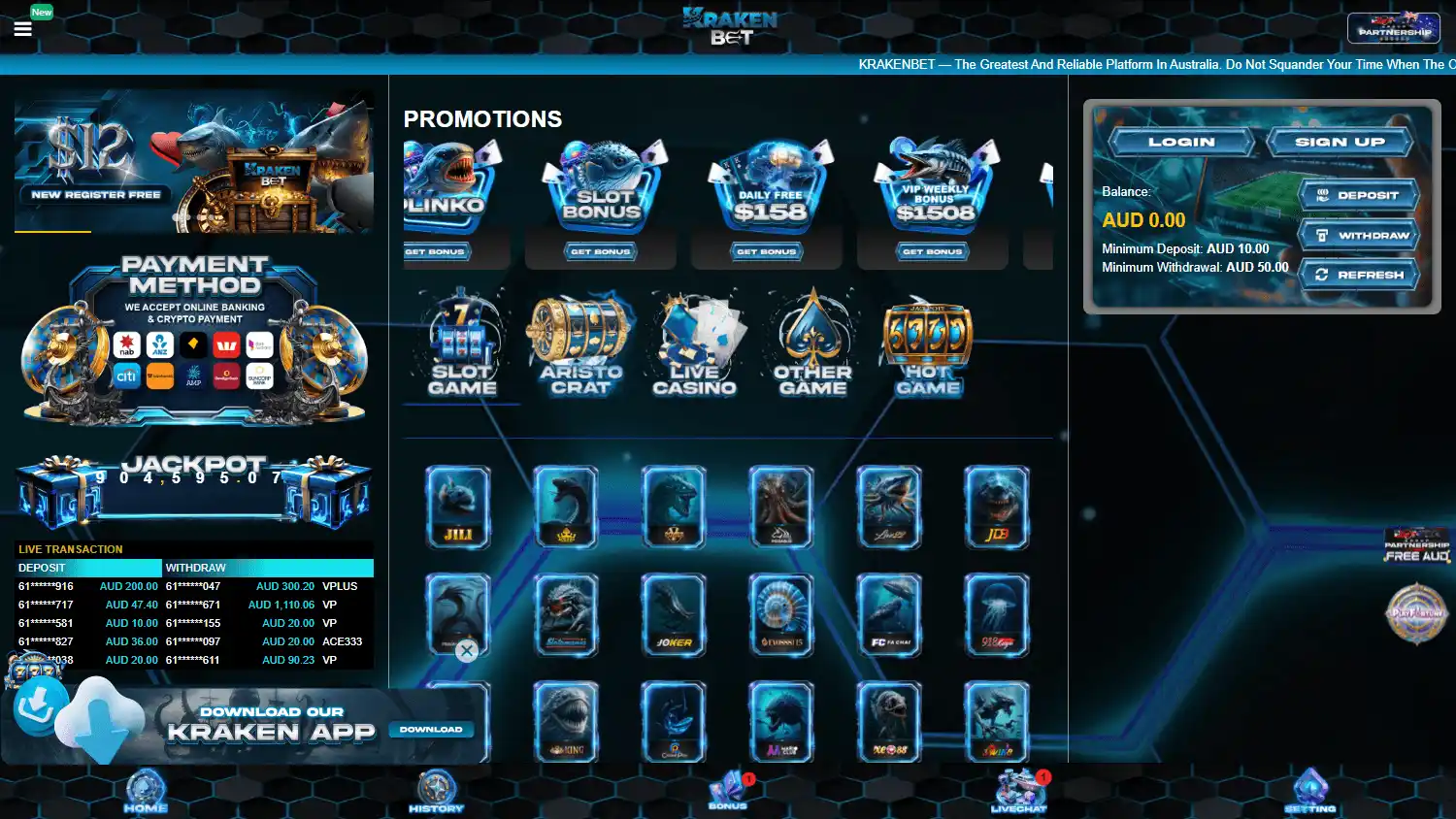 KrakenBet Casino screenshot 1