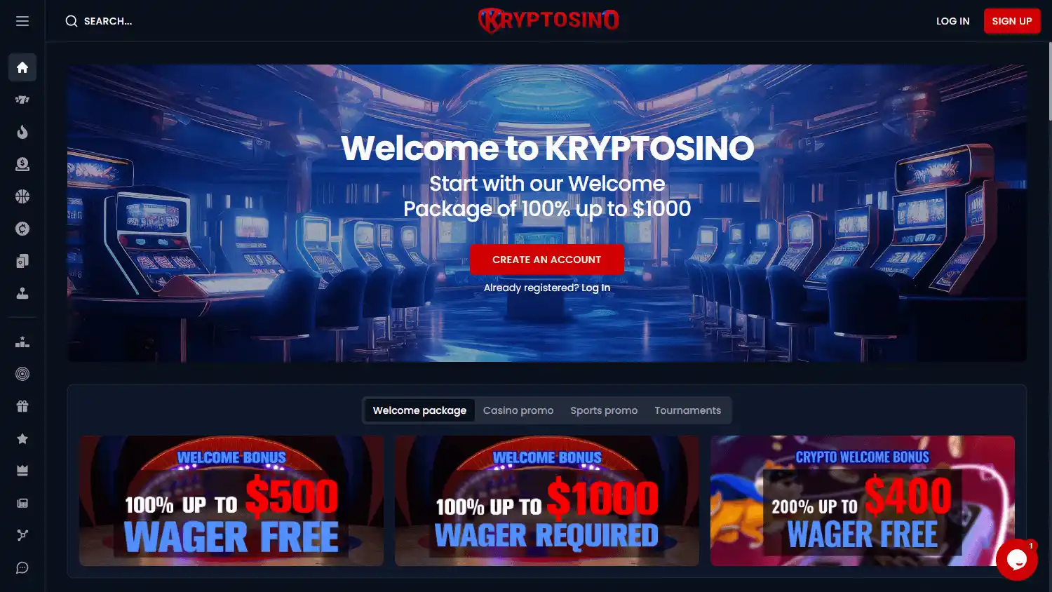 Kryptosino Casino screenshot 1
