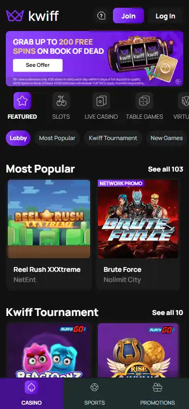 Kwiff Casino screenshot 4