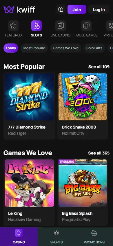 Kwiff Casino screenshot 5