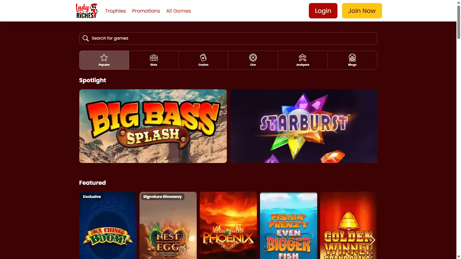 Lady Riches Casino screenshot 2