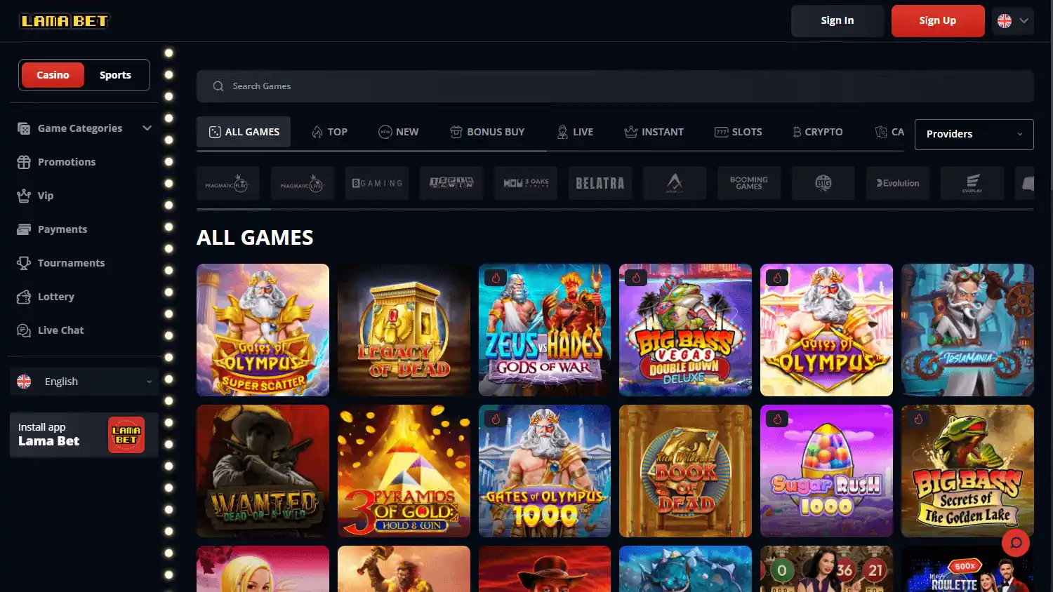 Lamabet Casino screenshot 2