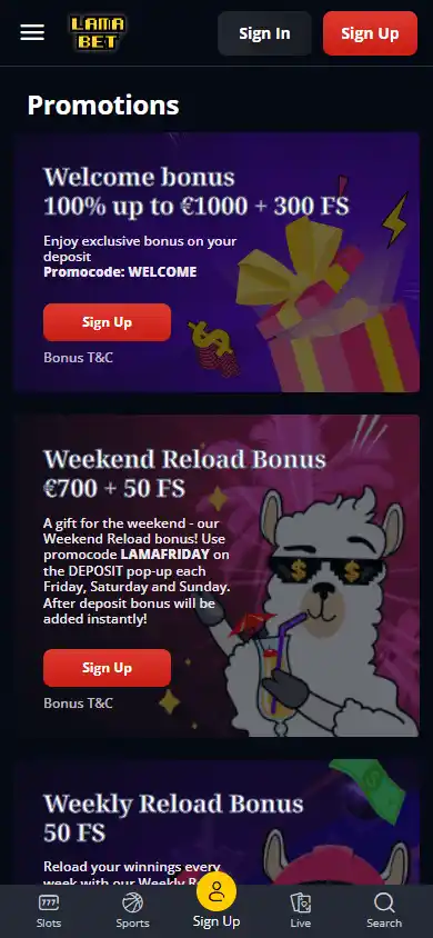 Lamabet Casino screenshot 6