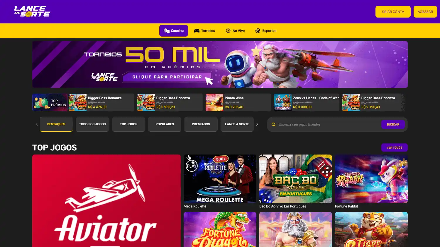 Lance de Sorte Casino screenshot 2