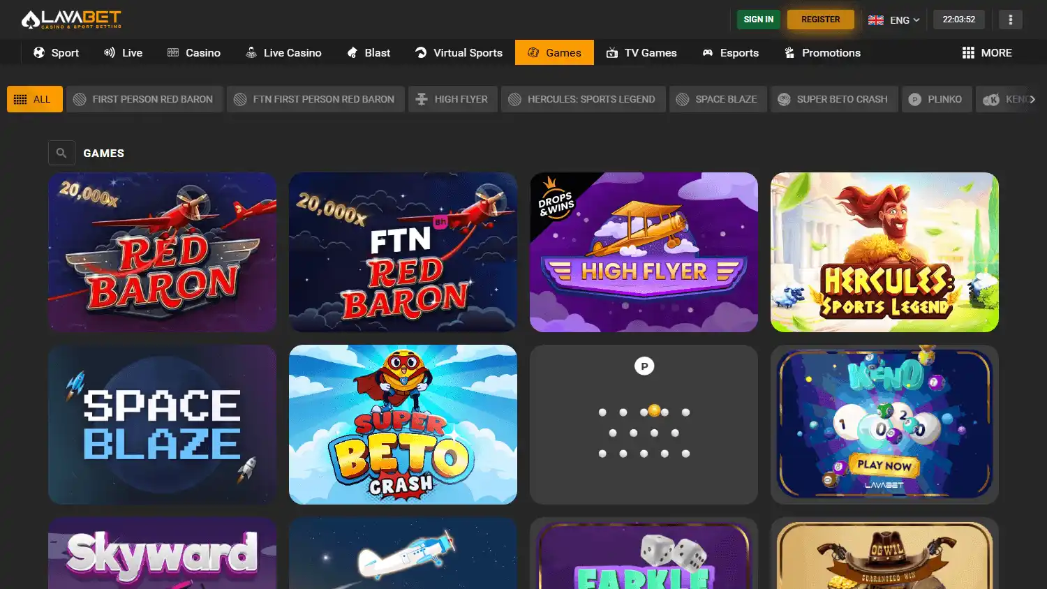 Lavabet.com Casino screenshot 2
