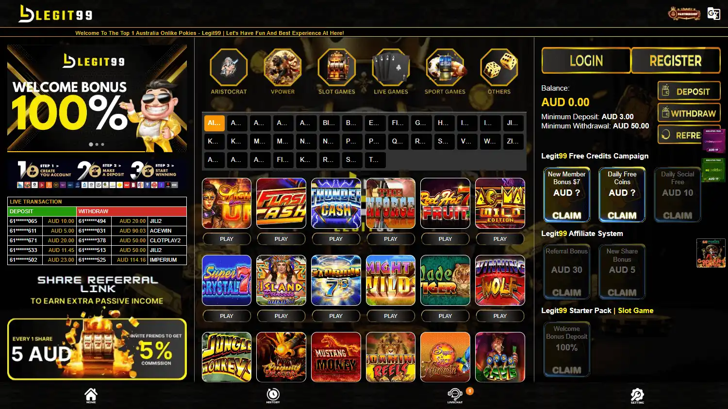 Legit99 Casino screenshot 1