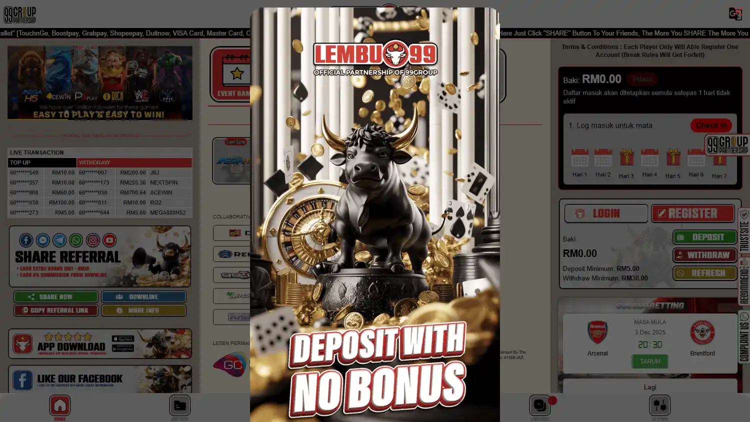 Lembu99 Casino screenshot 1