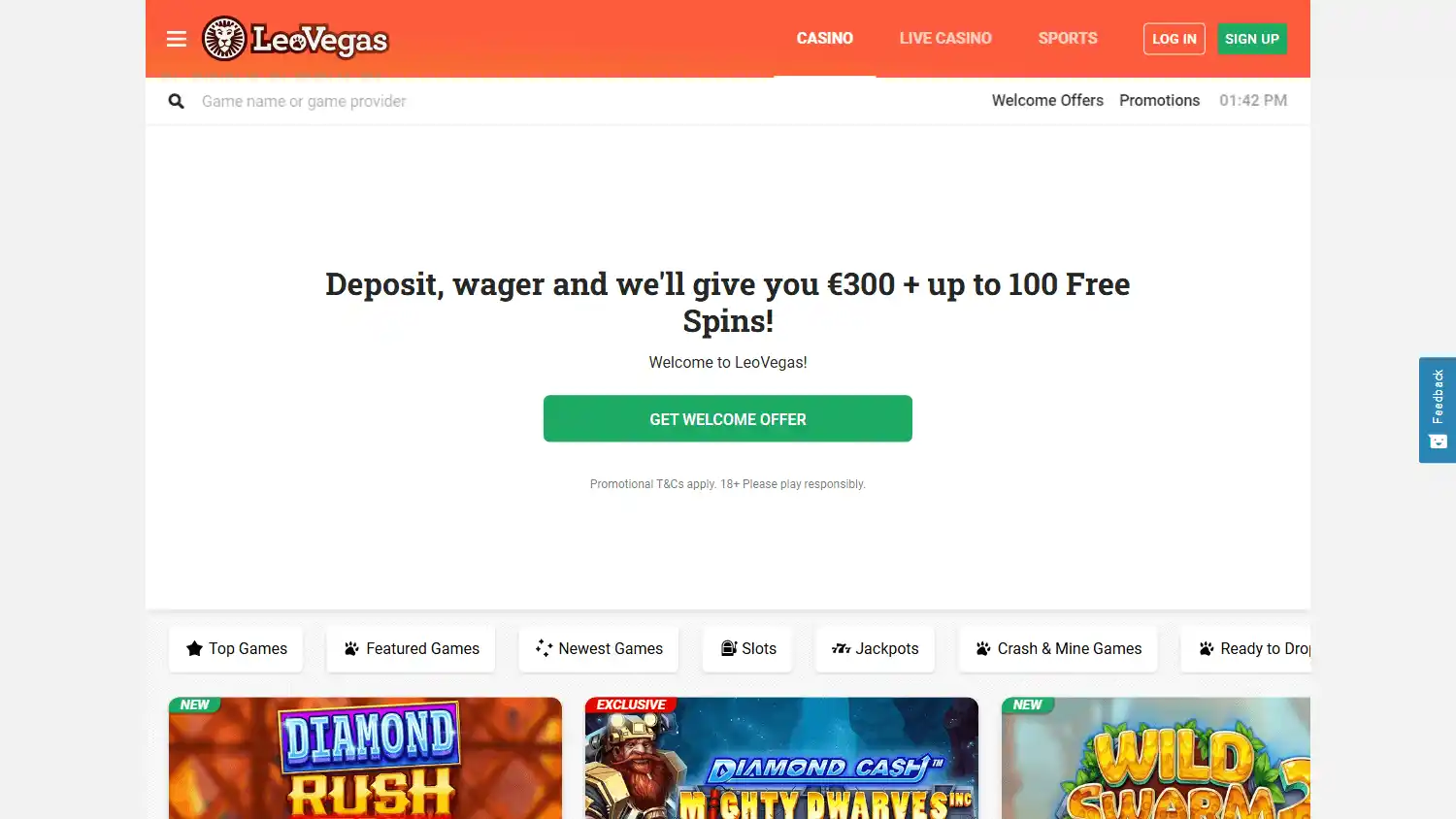 LeoVegas Casino screenshot 1
