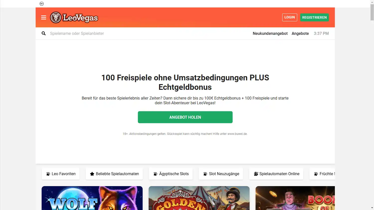 LeoVegas Casino DE screenshot 1