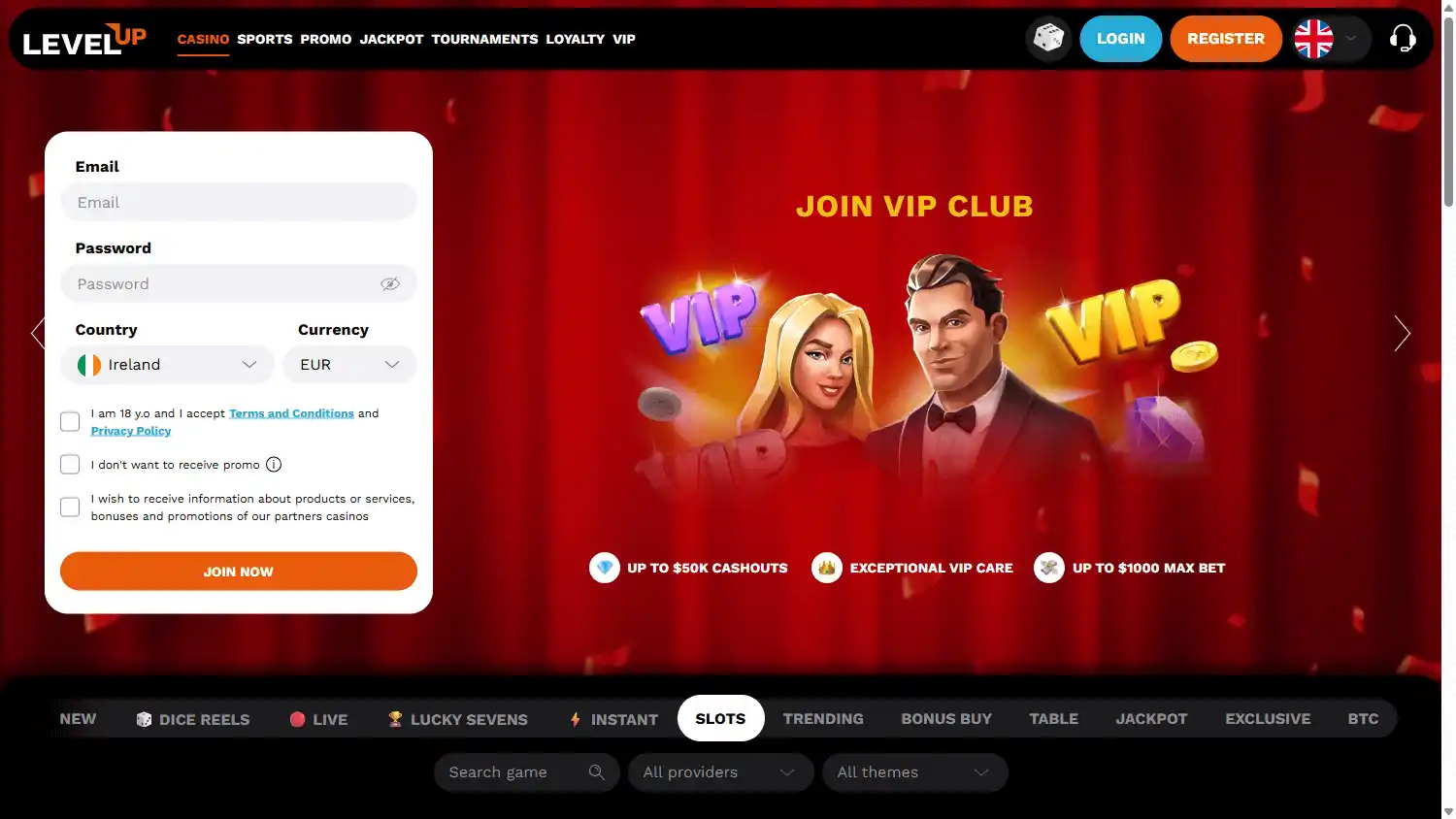LevelUp Casino screenshot 1