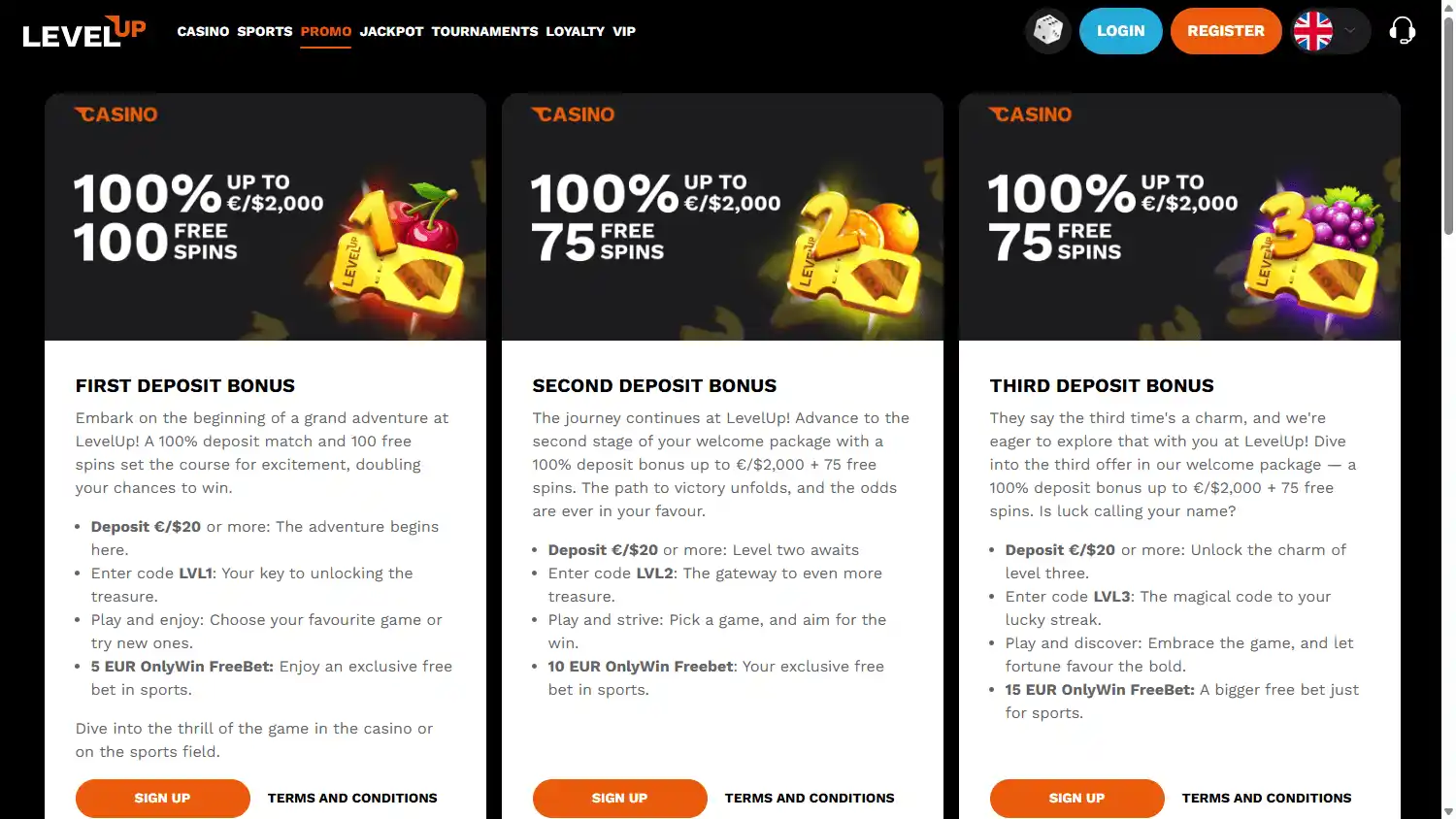 LevelUp Casino screenshot 3