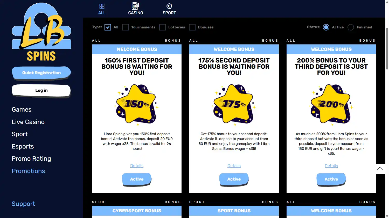 Libra Spins Casino screenshot 3