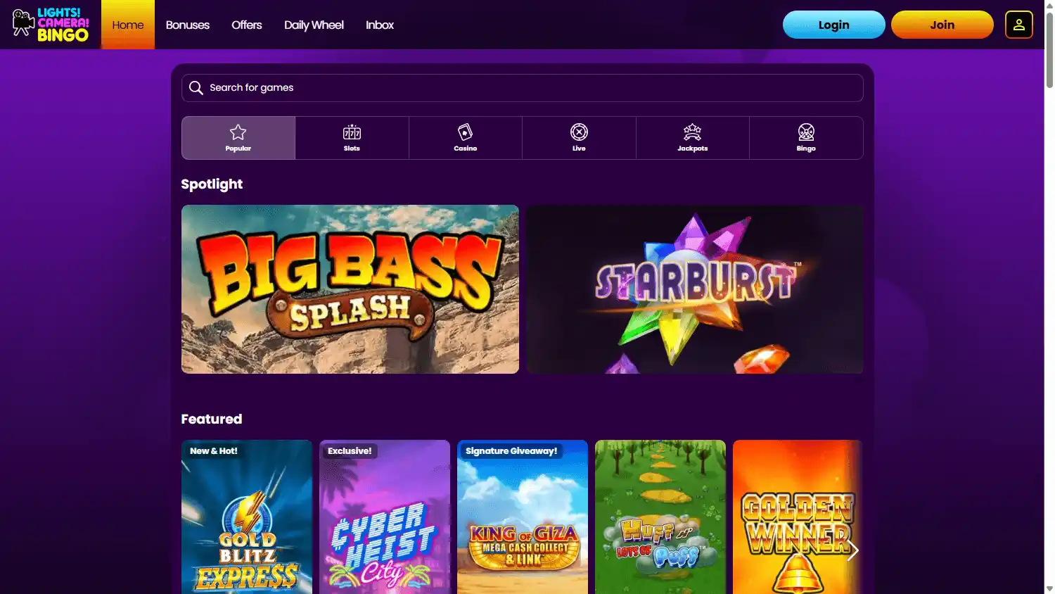 Lights Camera Bingo Casino screenshot 2