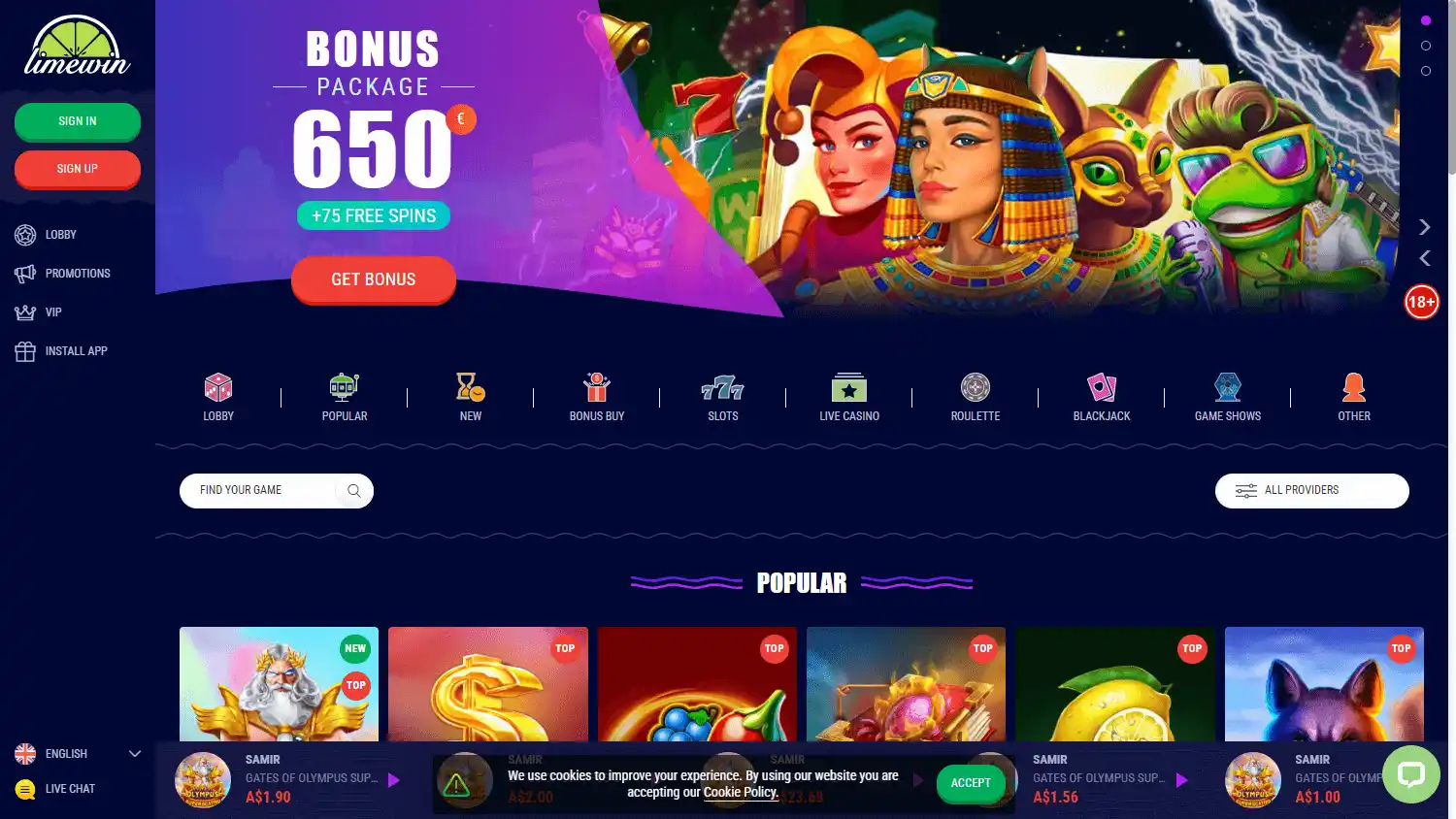 Limewin Casino screenshot 1